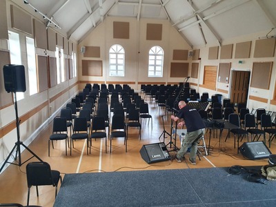 hall with stage and seating