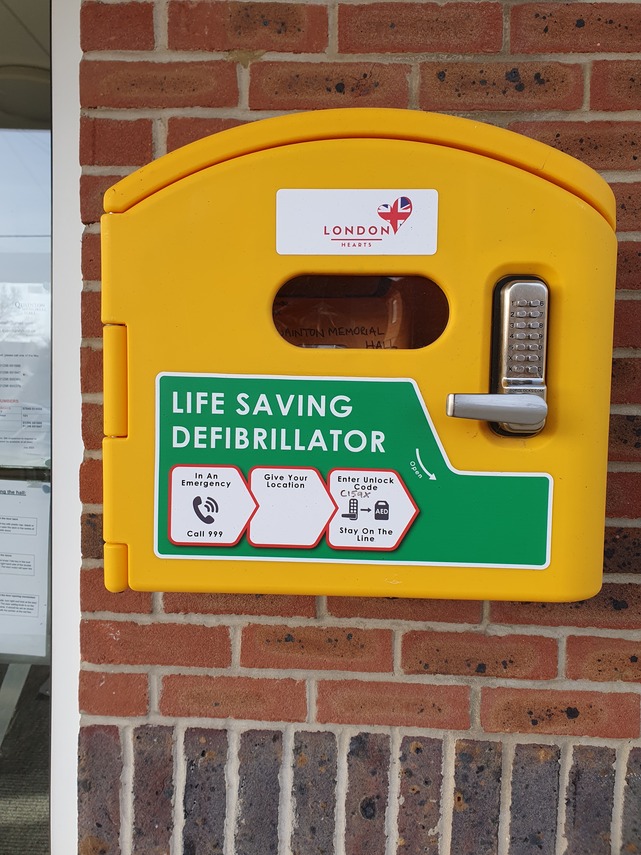 Defibrillator outside the hall